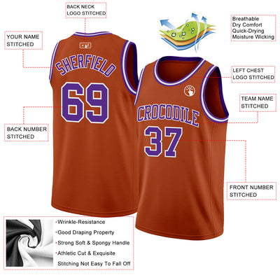Custom Texas Orange Purple-White Authentic Basketball Jersey