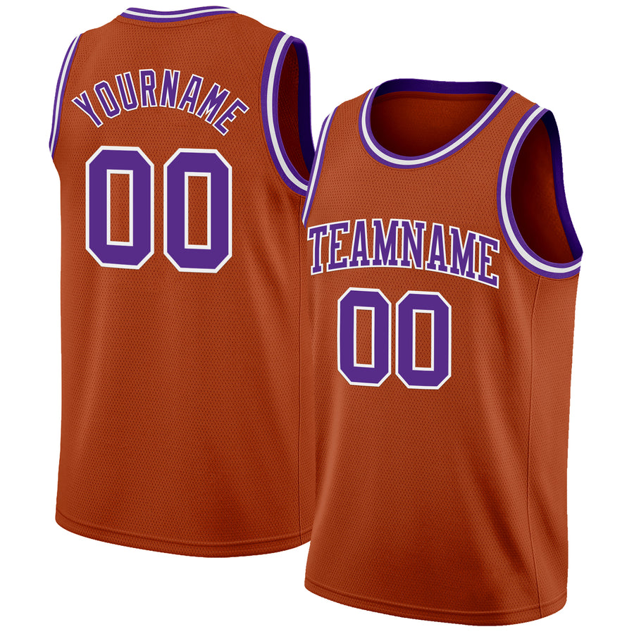 Custom Texas Orange Purple-White Authentic Basketball Jersey