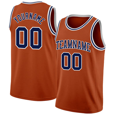 Custom Texas Orange Navy-White Authentic Basketball Jersey