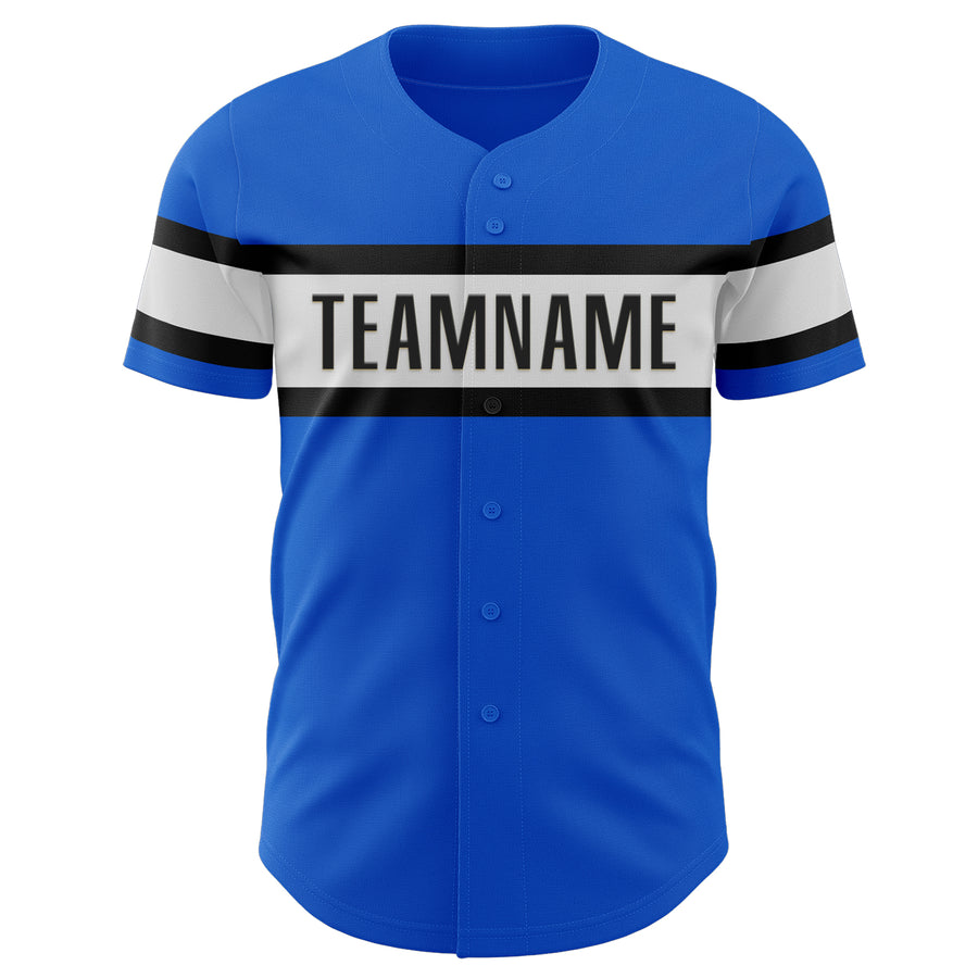 Custom Thunder Blue Black-White Authentic Baseball Jersey
