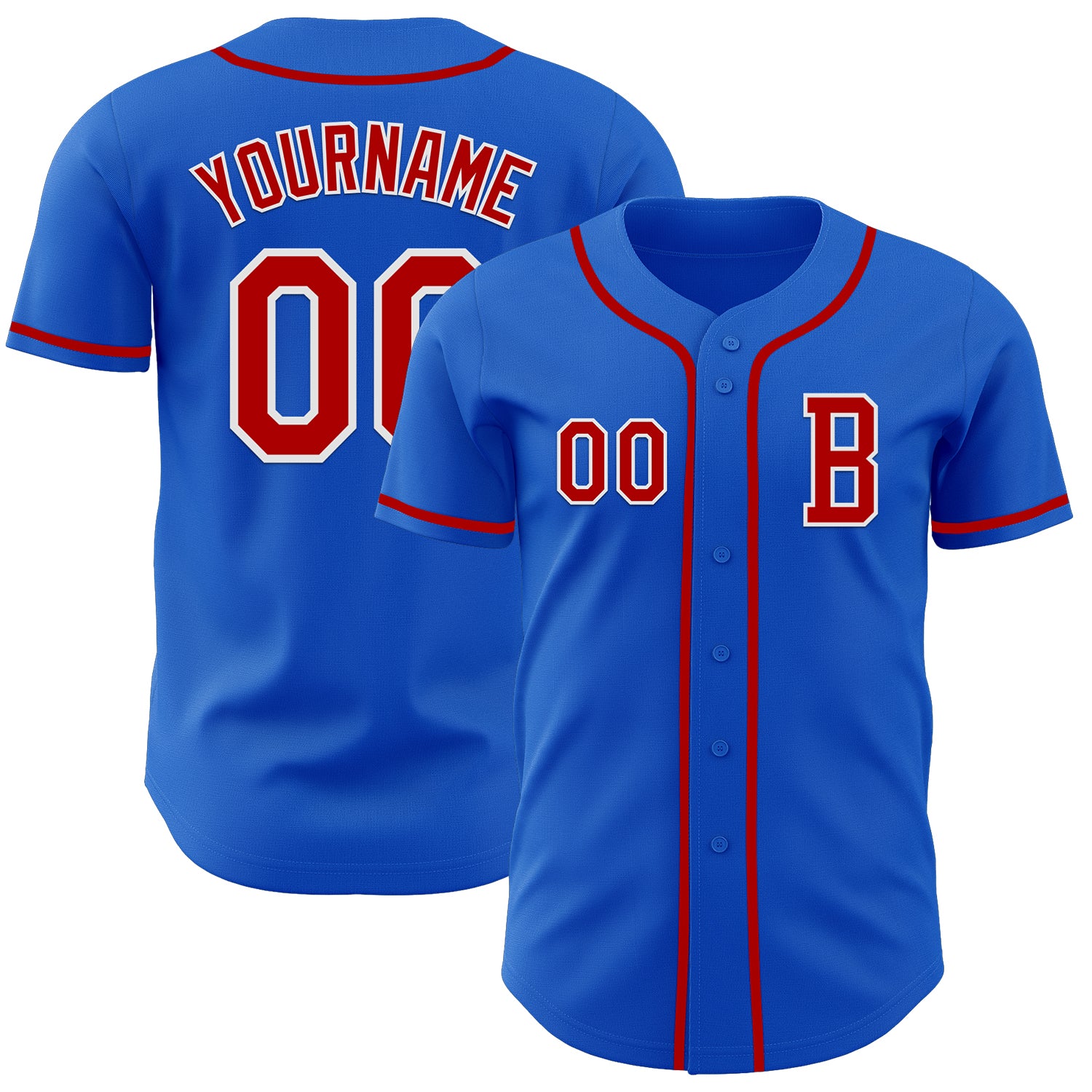 Custom Thunder Blue Red-White Authentic Baseball Jersey