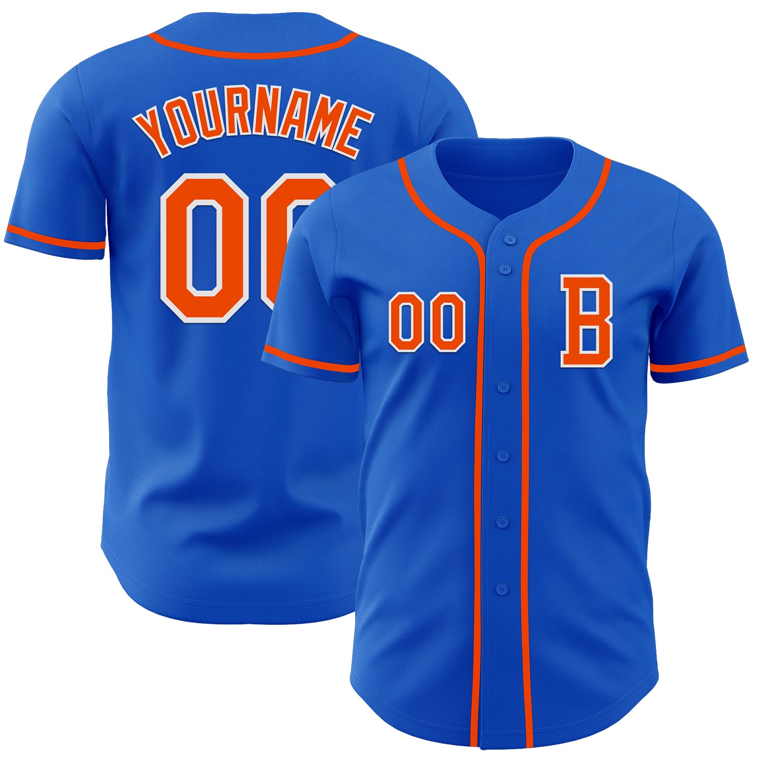 Custom Thunder Blue Orange-White Authentic Baseball Jersey