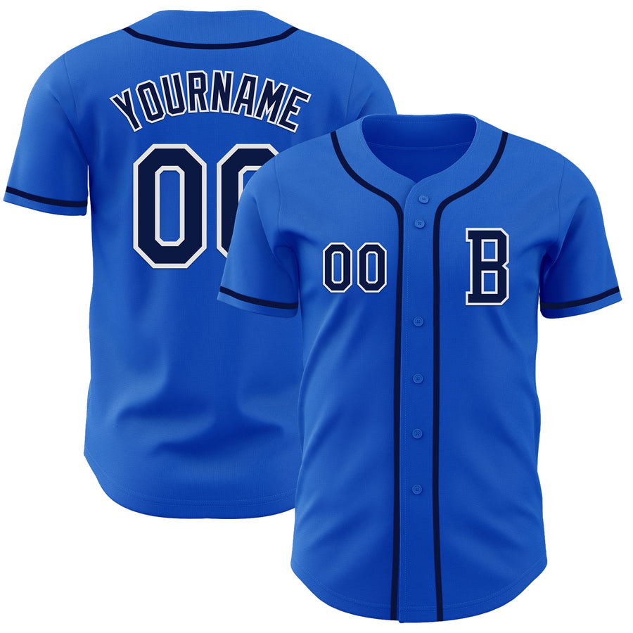 Custom Thunder Blue Navy-White Authentic Baseball Jersey