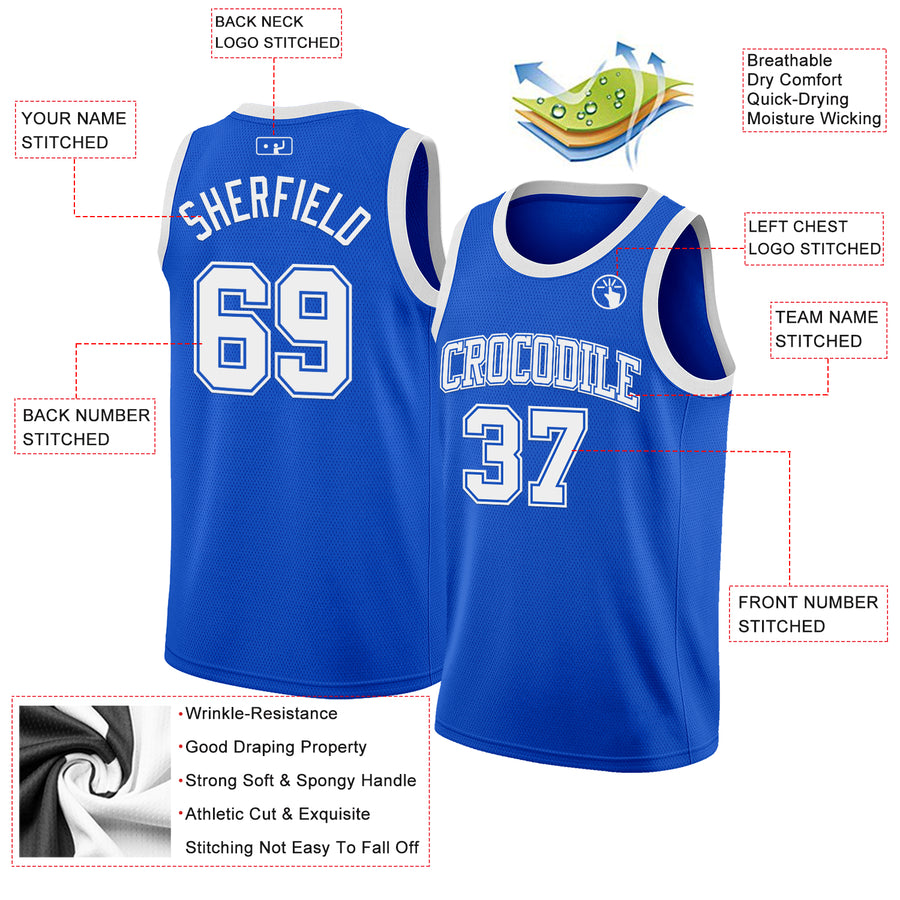 Custom Thunder Blue White Authentic Basketball Jersey