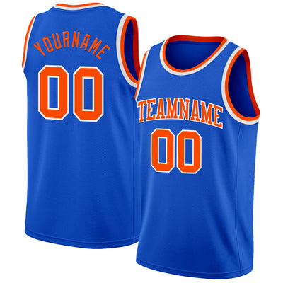 Custom Thunder Blue Orange-White Authentic Basketball Jersey