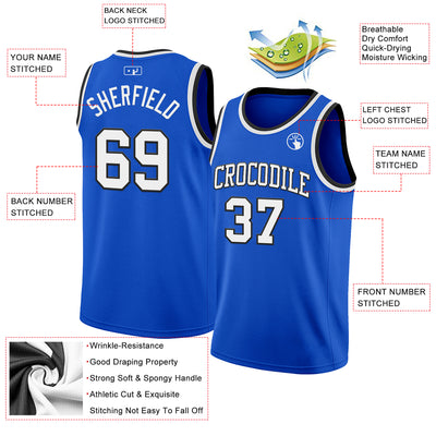 Custom Thunder Blue White-Black Authentic Basketball Jersey