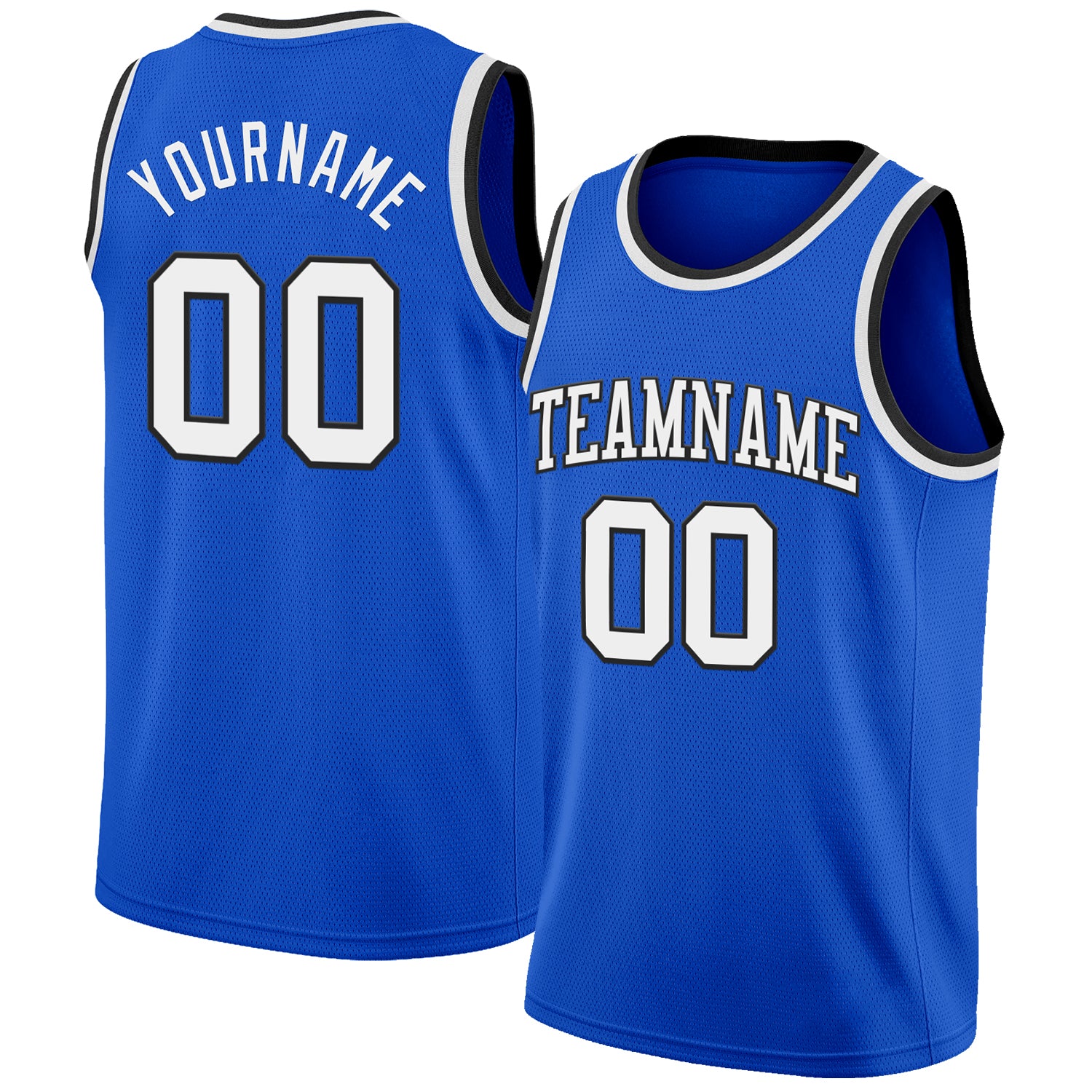 Custom Thunder Blue White-Black Authentic Basketball Jersey