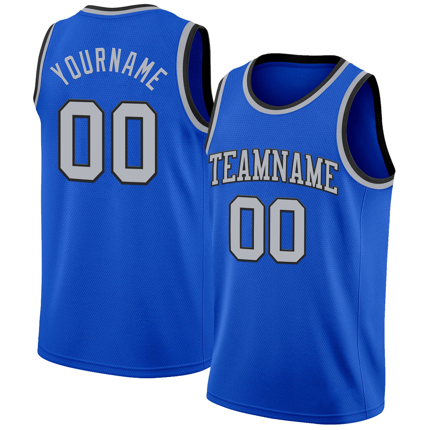 Custom Thunder Blue Gray-Black Authentic Basketball Jersey