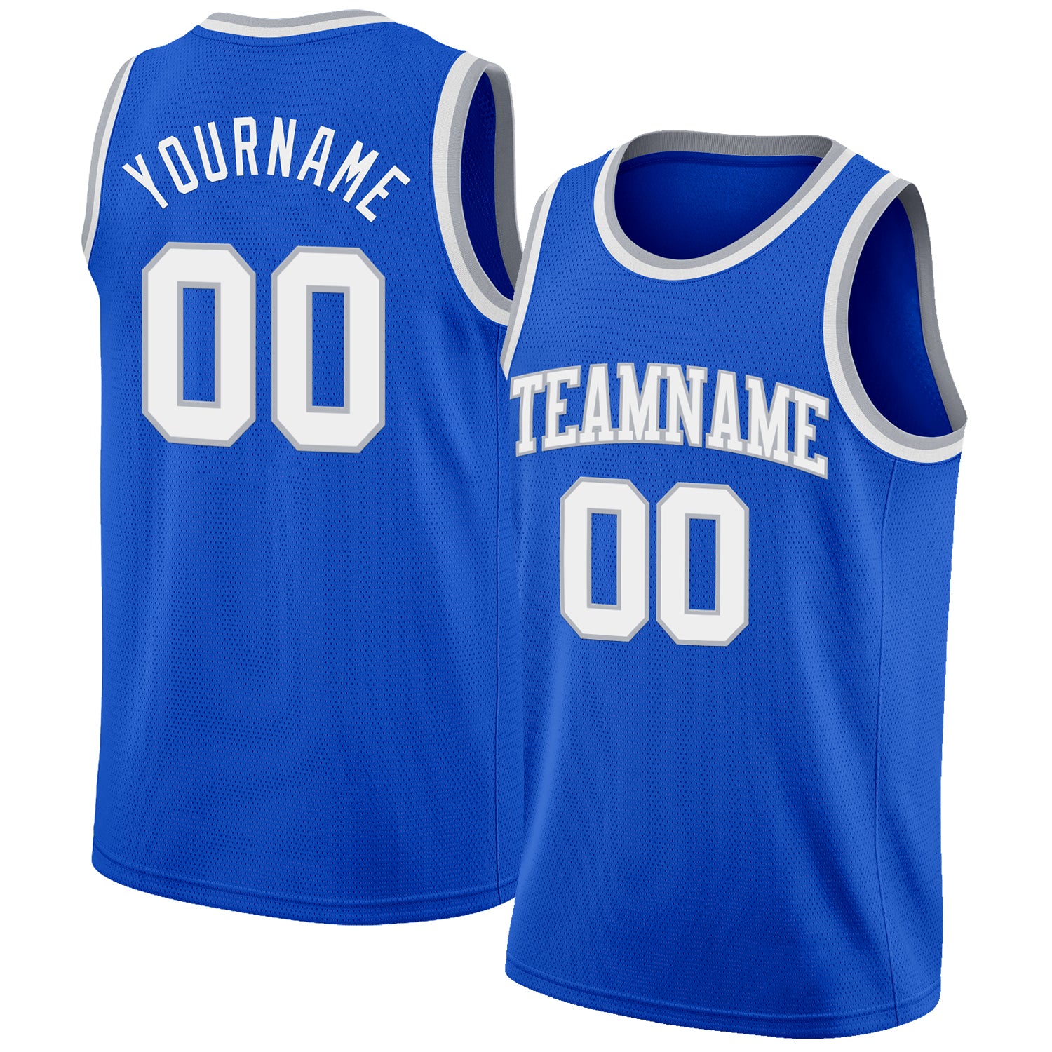 Custom Thunder Blue White-Gray Authentic Basketball Jersey