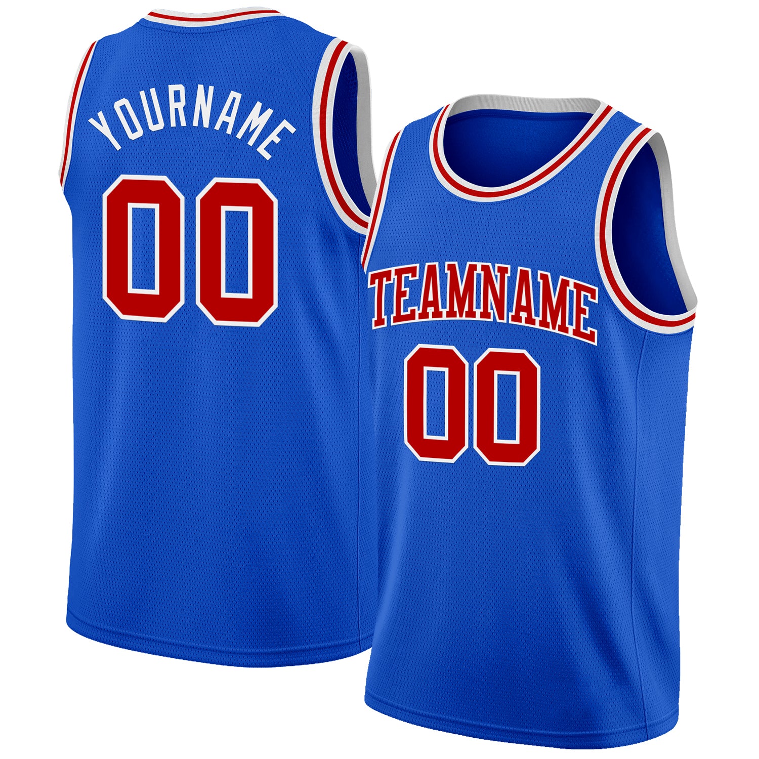 Custom Thunder Blue Red-White Authentic Basketball Jersey