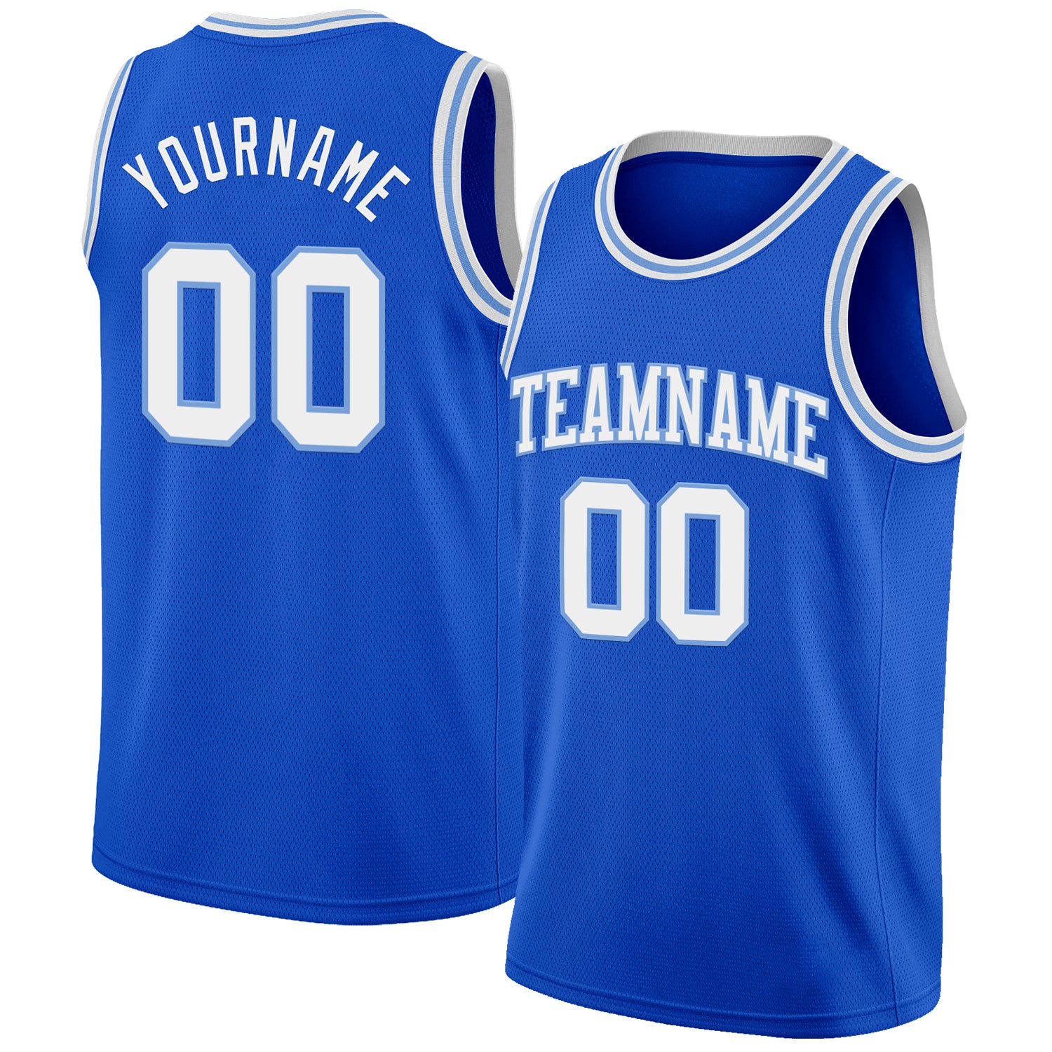 Custom Thunder Blue White-Light Blue Authentic Basketball Jersey