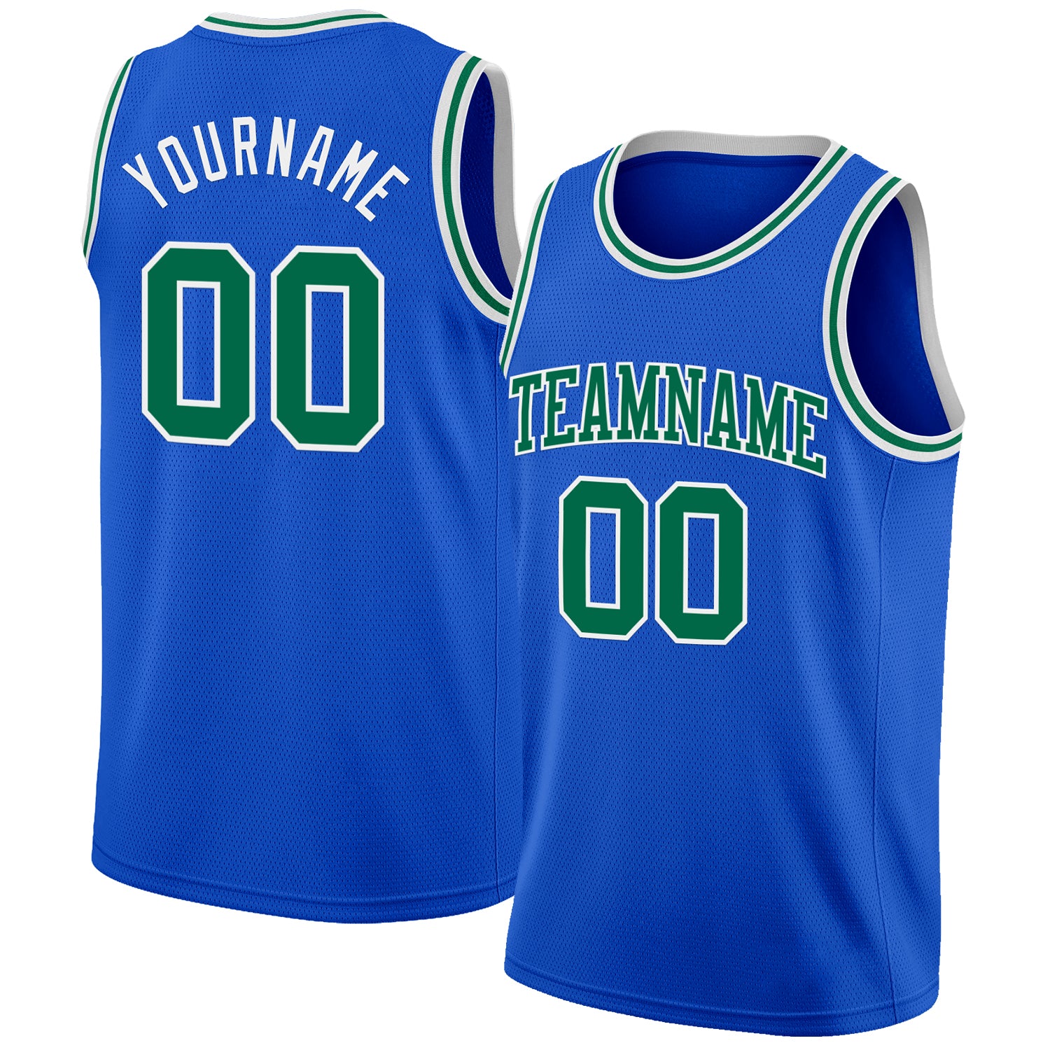 Custom Thunder Blue Kelly Green-White Authentic Basketball Jersey