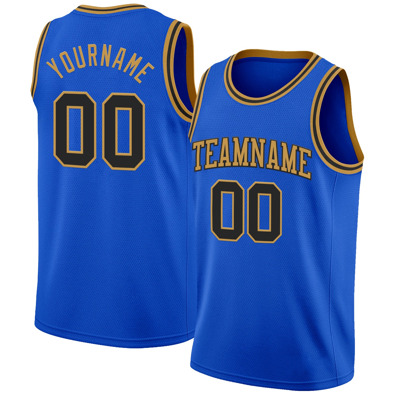 Custom Thunder Blue Black-Old Gold Authentic Basketball Jersey