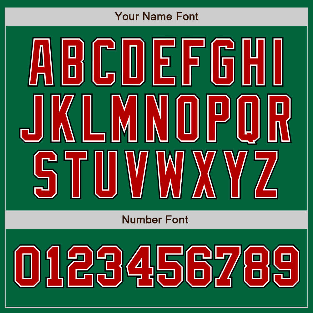 Custom Kelly Green Red-Black Authentic Two Tone Baseball Jersey