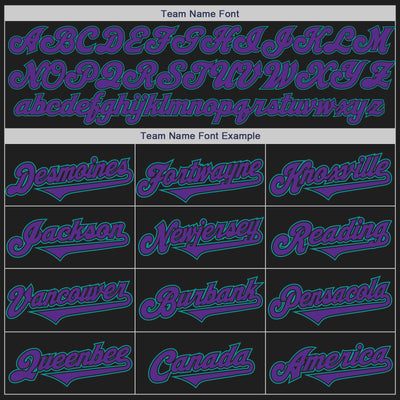 Custom Black Purple-Teal Authentic Two Tone Baseball Jersey