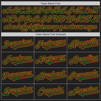 Custom Black Green-Orange Authentic Two Tone Baseball Jersey