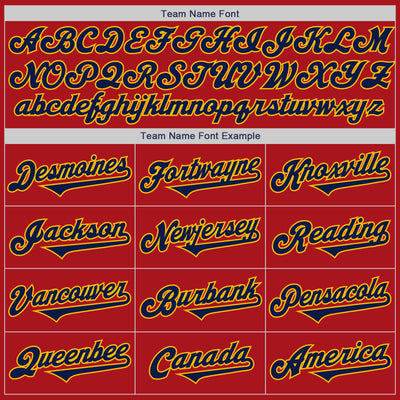 Custom Red Navy-Gold Authentic Two Tone Baseball Jersey