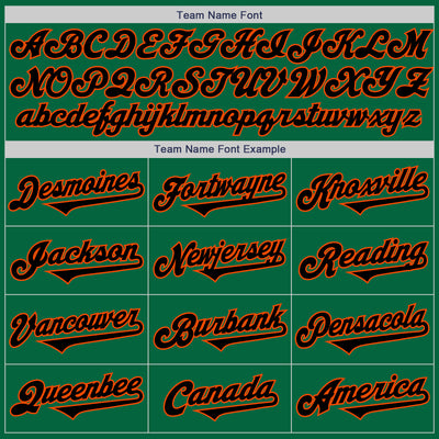 Custom Kelly Green Black-Orange Authentic Two Tone Baseball Jersey