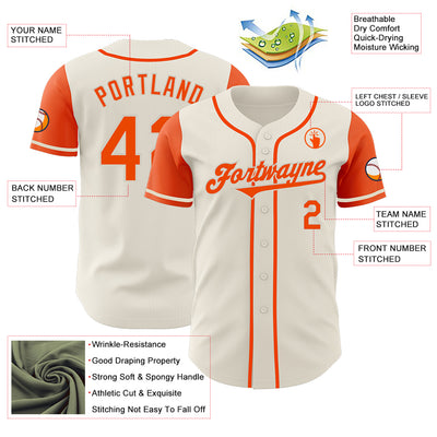 Custom Cream Orange Authentic Two Tone Baseball Jersey