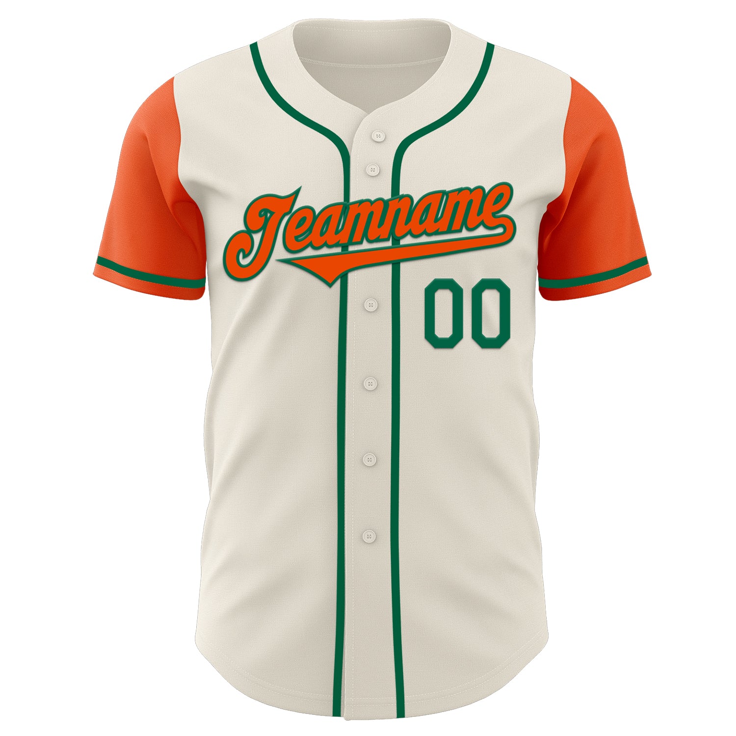 Custom Cream Orange-Kelly Green Authentic Two Tone Baseball Jersey