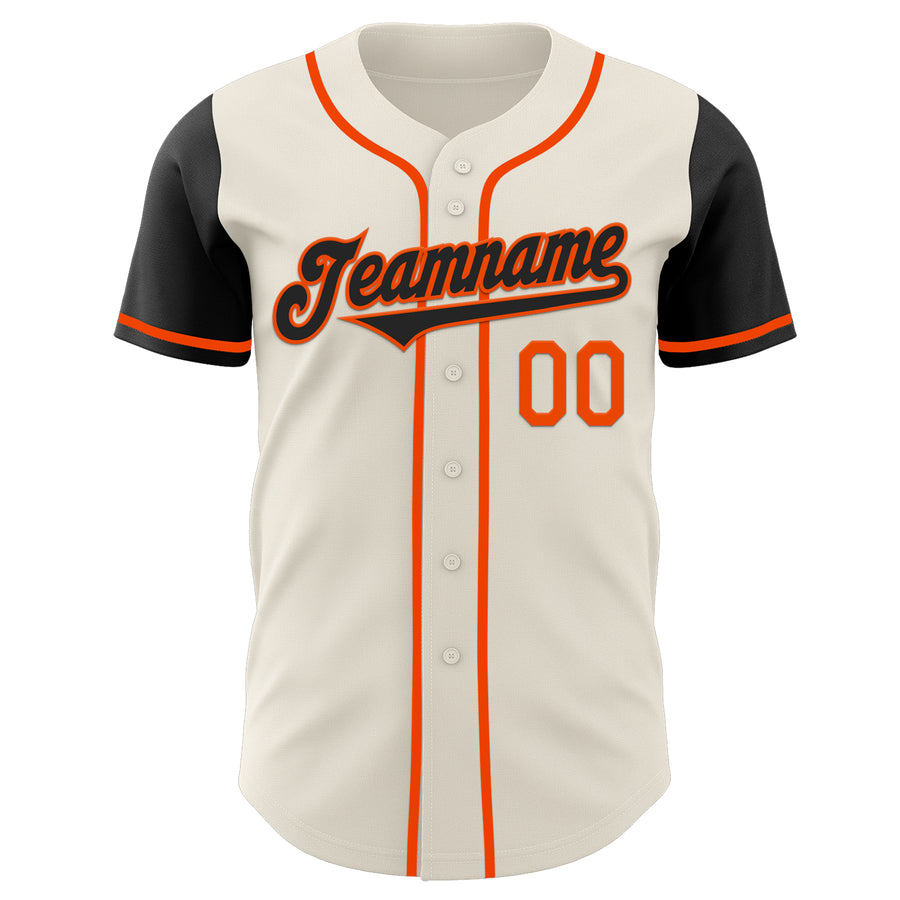 Custom Cream Black-Orange Authentic Two Tone Baseball Jersey