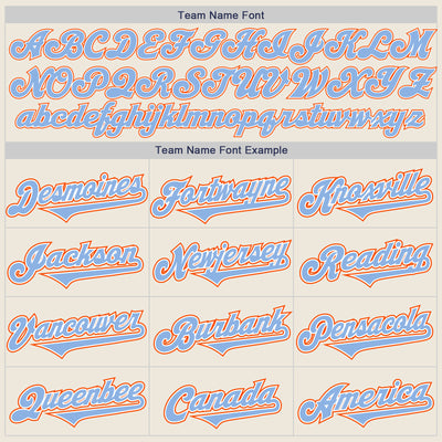 Custom Cream Light Blue White-Orange Authentic Two Tone Baseball Jersey