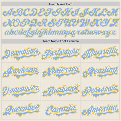 Custom Cream Light Blue White-Gold Authentic Two Tone Baseball Jersey
