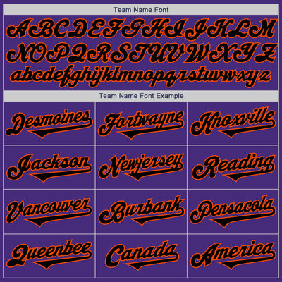 Custom Purple Black-Orange Authentic Two Tone Baseball Jersey