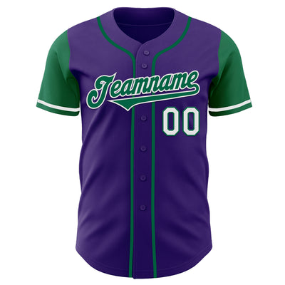 Custom Purple Kelly Green-White Authentic Two Tone Baseball Jersey