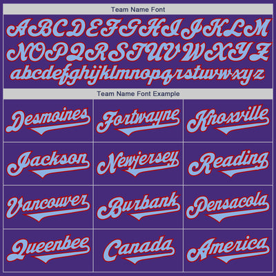 Custom Purple Light Blue-Red Authentic Two Tone Baseball Jersey