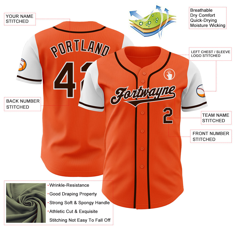 Custom Orange Brown-White Authentic Two Tone Baseball Jersey