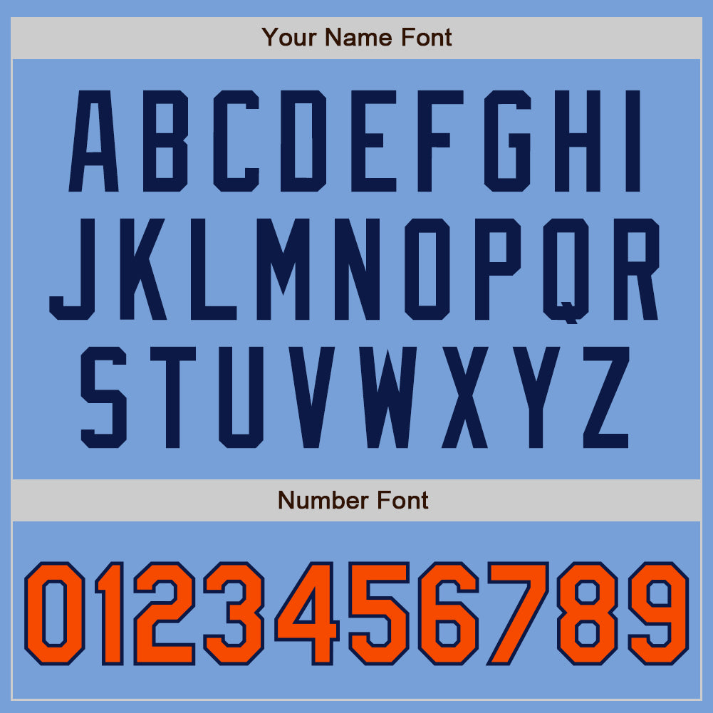 Custom Light Blue Orange-Navy Authentic Two Tone Baseball Jersey