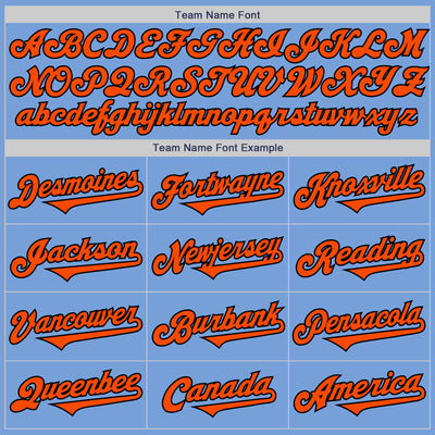 Custom Light Blue Orange-Black Authentic Two Tone Baseball Jersey