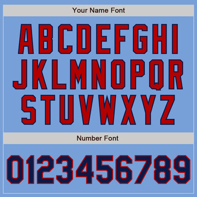 Custom Light Blue Navy-Red Authentic Two Tone Baseball Jersey