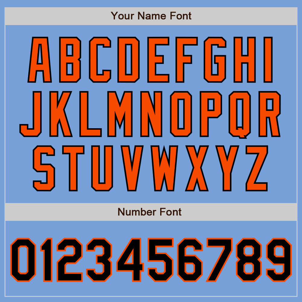 Custom Light Blue Black-Orange Authentic Two Tone Baseball Jersey