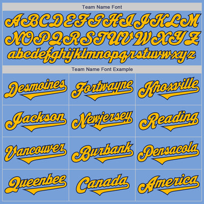 Custom Light Blue Gold-Navy Authentic Two Tone Baseball Jersey
