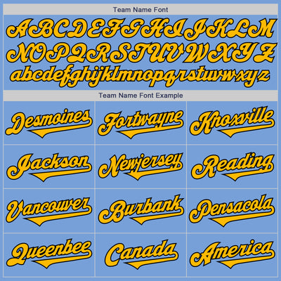Custom Light Blue Gold-Black Authentic Two Tone Baseball Jersey