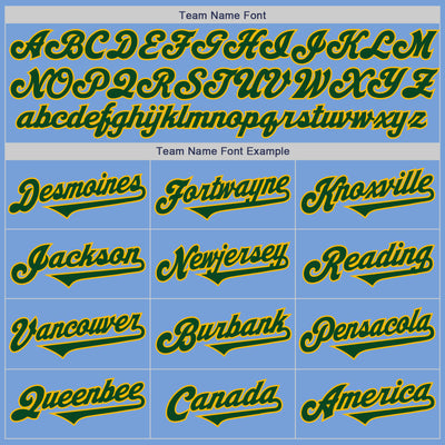 Custom Light Blue Green-Gold Authentic Two Tone Baseball Jersey