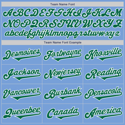 Custom Light Blue Kelly Green-White Authentic Two Tone Baseball Jersey