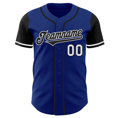Custom Royal Black-White Authentic Two Tone Baseball Jersey