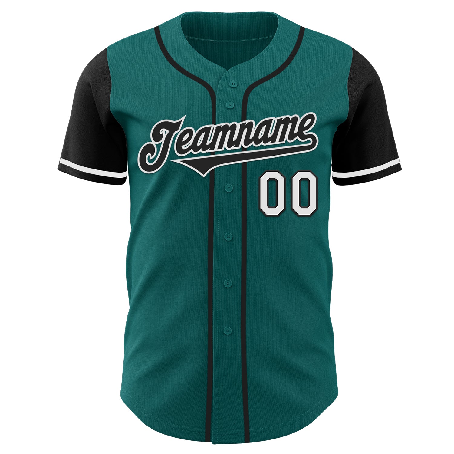 Custom Teal Black-White Authentic Two Tone Baseball Jersey