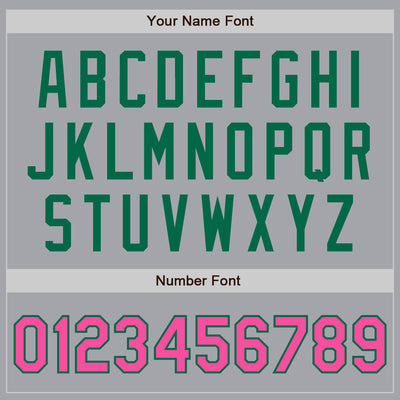 Custom Gray Pink-Kelly Green Authentic Two Tone Baseball Jersey
