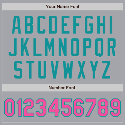 Custom Gray Pink-Teal Authentic Two Tone Baseball Jersey