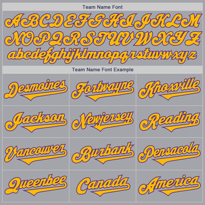 Custom Gray Gold-Purple Authentic Two Tone Baseball Jersey