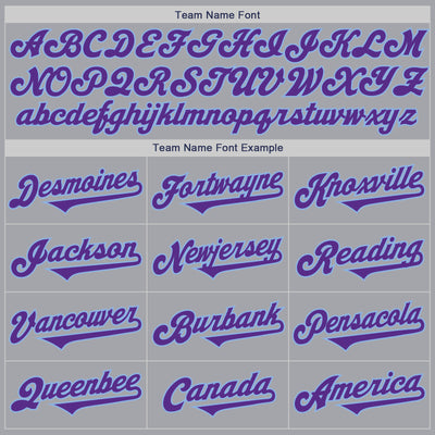 Custom Gray Purple-Light Blue Authentic Two Tone Baseball Jersey