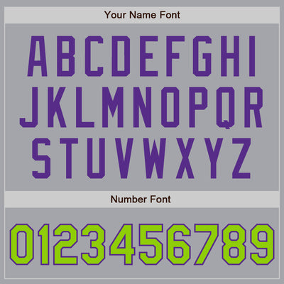 Custom Gray Neon Green-Purple Authentic Two Tone Baseball Jersey