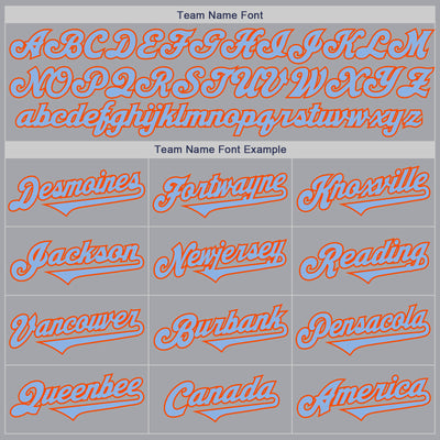Custom Gray Light Blue-Orange Authentic Two Tone Baseball Jersey