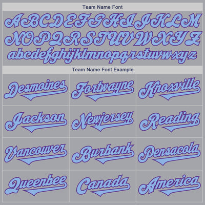 Custom Gray Light Blue-Purple Authentic Two Tone Baseball Jersey