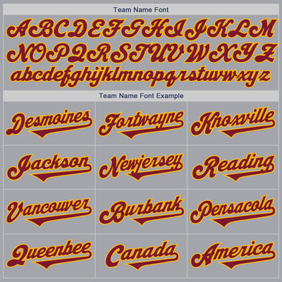 Custom Gray Crimson-Gold Authentic Two Tone Baseball Jersey