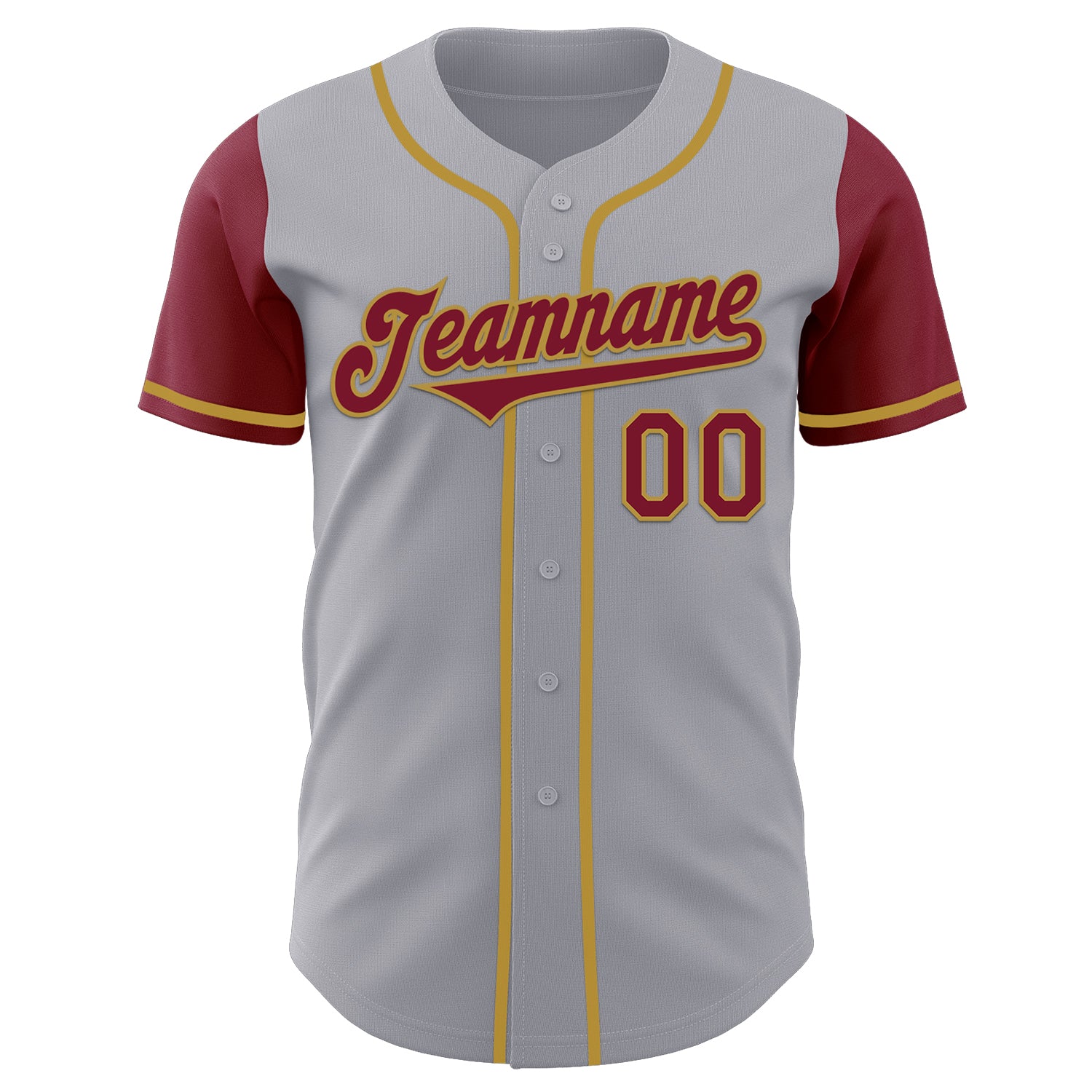 Custom Gray Crimson-Old Gold Authentic Two Tone Baseball Jersey